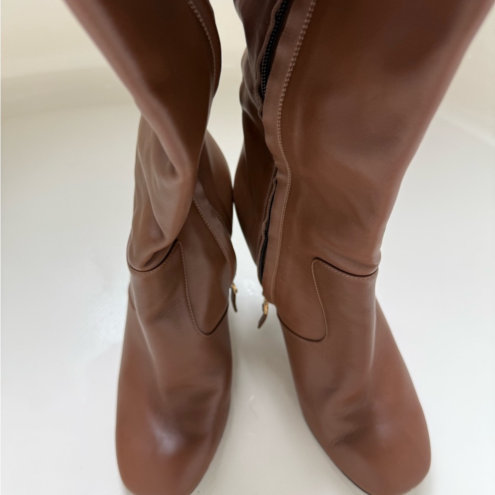 Fendi tall leather brown boots